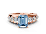 Rose gold Fancy Blue Emerald  Brilliant Solitaire with Side Stones on a Pave Band and Four-Prong Setting_37