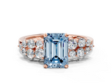 Rose gold Fancy Blue Emerald  Cluster Diamond Engagement Ring with Pavé Band and Four-Prong Setting_31