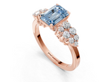 Rose gold Fancy Blue Emerald  Cluster Diamond Engagement Ring with Pavé Band and Four-Prong Setting_32