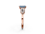 Rose gold Fancy Blue Emerald  Cluster Diamond Engagement Ring with Pavé Band and Four-Prong Setting_33