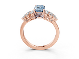 Rose gold Fancy Blue Emerald  Cluster Diamond Engagement Ring with Pavé Band and Four-Prong Setting_34