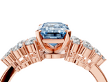 Rose gold Fancy Blue Emerald  Cluster Diamond Engagement Ring with Pavé Band and Four-Prong Setting_35