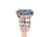 Rose gold Fancy Blue Emerald  Cluster Diamond Engagement Ring with Pavé Band and Four-Prong Setting_36
