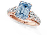 Rose gold Fancy Blue Emerald Cut Brilliant Diamond Pavé Band with Six-Prong Setting_13