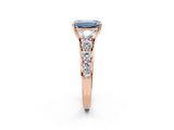 Rose gold Fancy Blue Emerald Cut Brilliant Diamond Pavé Band with Six-Prong Setting_14