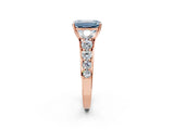 Rose gold Fancy Blue Emerald Cut Brilliant Diamond Pavé Band with Six-Prong Setting_2
