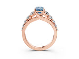 Rose gold Fancy Blue Emerald Cut Brilliant Diamond Pavé Band with Six-Prong Setting_3