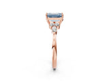 Rose gold Fancy Blue Emerald Cut Brilliant Diamond Solitaire Ring with Pear Side Stones and Four-Prong Setting_5