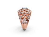 Rose gold Fancy Blue Emerald Cut Brilliant Halo Pave Diamond Milgrain Ring_2
