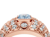 Rose gold Fancy Blue Emerald Cut Brilliant Halo Pave Diamond Milgrain Ring_4