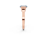 Rose gold Fancy Blue Emerald Cut Brilliant Solitaire Diamond Ring with Channel Set Band and Bar Prong Setting_2