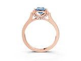 Rose gold Fancy Blue Emerald Cut Brilliant Solitaire Diamond Ring with Channel Set Band and Bar Prong Setting_3