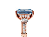 Rose gold Fancy Blue Emerald Cut Brilliant Three-Stone Pave Band with Four-Prong Setting_5
