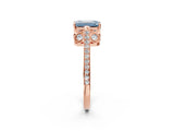 Rose gold Fancy Blue Emerald  Cut Cathedral Pave Diamond Engagement Ring with Six-Prong Setting_33