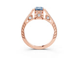 Rose gold Fancy Blue Emerald  Cut Cathedral Pave Diamond Engagement Ring with Six-Prong Setting_34