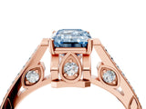 Rose gold Fancy Blue Emerald  Cut Cathedral Pave Diamond Engagement Ring with Six-Prong Setting_35