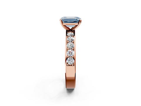 Rose gold Fancy Blue Emerald  Cut Channel Set Diamond Engagement Ring with Four-Prong Setting_225
