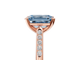 Rose gold Fancy Blue Emerald  Cut Channel Set Solitaire Engagement Ring with Four-Prong Setting_224