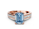 Rose gold Fancy Blue Emerald  Cut Channel Set Solitaire Engagement Ring with Prong Setting_19