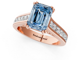 Rose gold Fancy Blue Emerald  Cut Channel Set Solitaire Engagement Ring with Prong Setting_20