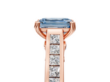 Rose gold Fancy Blue Emerald  Cut Channel Set Solitaire Engagement Ring with Prong Setting_24