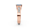 Rose gold Fancy Blue Emerald Cut Cut Channel Set Solitaire Ring with Four-Prong Setting_2