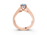 Rose gold Fancy Blue Emerald Cut Cut Channel Set Solitaire Ring with Four-Prong Setting_3