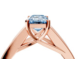 Rose gold Fancy Blue Emerald Cut Cut Channel Set Solitaire Ring with Four-Prong Setting_4