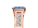 Rose gold Fancy Blue Emerald Cut Cut Channel Set Solitaire Ring with Four-Prong Setting_5