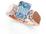 Rose gold Fancy Blue Emerald Cut Cut Diamond Channel Set Solitaire Ring with Four-Prong Setting_1