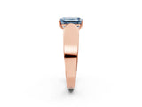 Rose gold Fancy Blue Emerald Cut Cut Diamond Channel Set Solitaire Ring with Four-Prong Setting_2