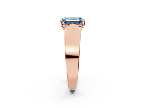Rose gold Fancy Blue Emerald Cut Cut Diamond Channel Set Solitaire Ring with Four-Prong Setting_2