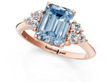 Rose gold Fancy Blue Emerald Cut Cut Diamond Cluster Ring with Solitaire Band and Four-Prong Setting_13