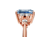 Rose gold Fancy Blue Emerald Cut Cut Diamond Cluster Ring with Solitaire Band and Four-Prong Setting_17