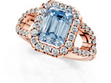 Rose gold Fancy Blue Emerald Cut Cut Diamond Halo Engagement Ring with Open Split Pavé Band_1