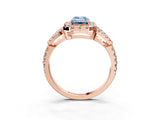 Rose gold Fancy Blue Emerald Cut Cut Diamond Halo Engagement Ring with Open Split Pavé Band_3