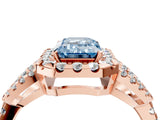 Rose gold Fancy Blue Emerald Cut Cut Diamond Halo Engagement Ring with Open Split Pavé Band_4