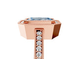 Rose gold Fancy Blue Emerald Cut-Cut Diamond Halo Engagement Ring with Pave Band and Prong Setting_5