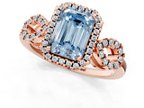 Rose gold Fancy Blue Emerald Cut Cut Halo Diamond Infinity Band with Four-Prong Setting_1