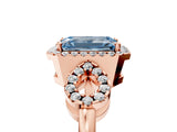 Rose gold Fancy Blue Emerald Cut Cut Halo Diamond Infinity Band with Four-Prong Setting_5