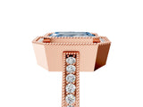 Rose gold Fancy Blue Emerald Cut Cut Halo Pavé Diamond Ring_5