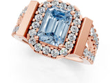 Rose gold Fancy Blue Emerald Cut Cut Halo Split Shank Prong Set Ring_1