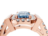 Rose gold Fancy Blue Emerald Cut Cut Halo Split Shank Prong Set Ring_4