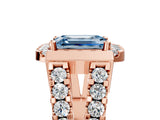 Rose gold Fancy Blue Emerald Cut Cut Halo Split Shank Prong Set Ring_5