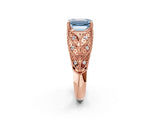 Rose gold Fancy Blue Emerald Cut Cut Milgrain Pave Diamond Engagement Ring with Four-Prong Setting_17