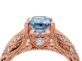 Rose gold Fancy Blue Emerald Cut Cut Milgrain Pave Diamond Engagement Ring with Four-Prong Setting_19
