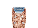 Rose gold Fancy Blue Emerald Cut Cut Milgrain Pave Diamond Engagement Ring with Four-Prong Setting_20