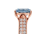 Rose gold Fancy Blue Emerald Cut Cut Pave Split Shank Engagement Ring with Four-Prong Setting_5