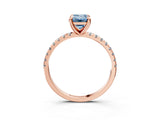 Rose gold Fancy Blue Emerald Cut Diamond Brilliant Solitaire Ring with Pavé Band and Four-Prong Setting_27