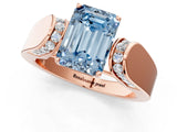 Rose gold Fancy Blue Emerald Cut Diamond Channel Set Solitaire Ring with Four-Prong Setting_13